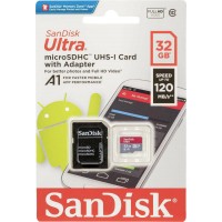 Sandisk Ultra microSDHC 32GB Class 10 U1 A1 UHS-I με αντάπτορα